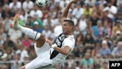 L'attaquant portugais de la Juventus, Cristiano Ronaldo, lors d’un match amical à Villar Perosa, le 12 août 2018.