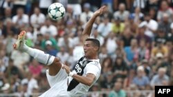 Cristiano Ronaldo, lors d’un match amical entre la Juventus A et la Juventus B, à Villar Perosa, à Villar Perosa, le 12 août 2018.