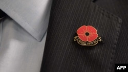 American Legion spokesman Joe Plenzler wears a National Poppy Day pin on his lapel at the Pentagon in Washington, May 22, 2017.