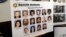 A poster showing photos of suspects, some of whom remain at large, at a news conference to announce indictments against the Mexican Mafia in Los Angeles, May 23, 2018.