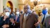 From left, Rep. Joyce Beatty, D-Ohio; Rep. Steven Horsford, D-Nev.; House Majority Whip Jim Clyburn, D-S.C.; Rep. Bennie Thompson, D-Miss., and other members of the Congressional Black Caucus speak about their support of voting rights legislation at the Capitol, Jan. 19, 2022. 