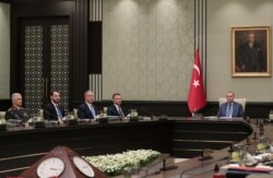 Turkish President Recep Tayyip Erdogan chairs a meeting of the National Security Council in Ankara, Turkey, July 30, 2019.