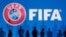 국제축구연맹(FIFA)과 유럽축구연맹(UEFA) 로고 일러스트레이션