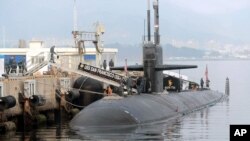 The USS San Francisco, a U.S. nuclear-powered submarine, is docked before South Korea and U.S. joint military exercises, at Jinhae naval base, South Korea, February 1, 2013.