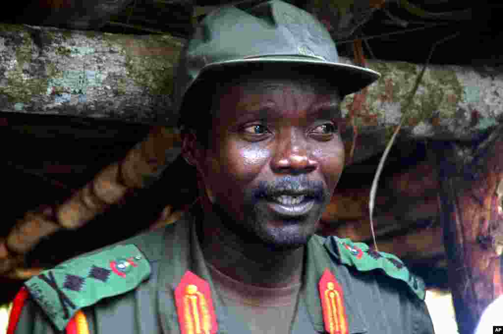 Joseph Kony, leader of the Lord's Resistance Army during a meeting with a delegation of 160 officials and lawmakers from northern Uganda and representatives of non-governmental organizations, July 31, 2006, Congo near the Sudan border.