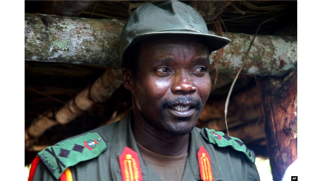FILE - Joseph Kony, leader of the Lord's Resistance Army during a meeting with a delegation of 160 officials and lawmakers from northern Uganda and representatives of non-governmental organizations, July 31, 2006, Congo near the Sudan border.
