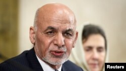 Afghan President Ashraf Ghani speaks during a U.N. conference on Afghanistan, Nov. 28, 2018, at U.N. offices in Geneva, Switzerland.