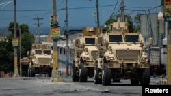 (FILE) Kenyan police forces patrol a neighborhood in Port-au-Prince, Haiti September 4, 2024.