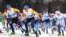 USA's Gus Schumacher, second left, competes during the WSC Men's Mass Start 50km Classic cross country event at the FIS Nordic World Ski Championships in Oberstdorf, Germany.