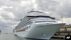 The $670-million Costa Fascinosa cruise ship, that with a capacity of 3,800 passengers is now the largest Italian-flagged cruise ship, is seen on the occasion of its unveiling in Venice, Italy, May 5, 2012.