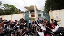 Ri Tong Il, former U.N. North Korean deputy ambassador, speaks to journalist outside the North Korean embassy in Kuala Lumpur, Malaysia, March 2, 2017. The envoy said a heart attack likely killed Kim Jong Nam, not VX nerve agent.