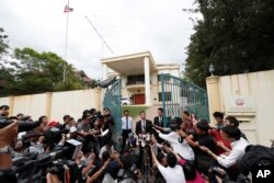 Ri Tong Il, former U.N. North Korean deputy ambassador, speaks to journalists outside the North Korean embassy in Kuala Lumpur, Malaysia, March 2, 2017. The envoy said a heart attack likely killed Kim Jong Nam, not VX nerve agent.