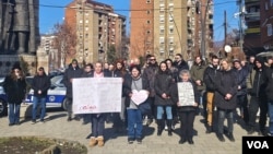 Protest studenata u Severnoj Mitrovici (Foto: Budimir Ničić/Glas Amerike)