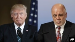 From left, U.S. President Donald Trump and Iraqi President Haider al-Abadi.