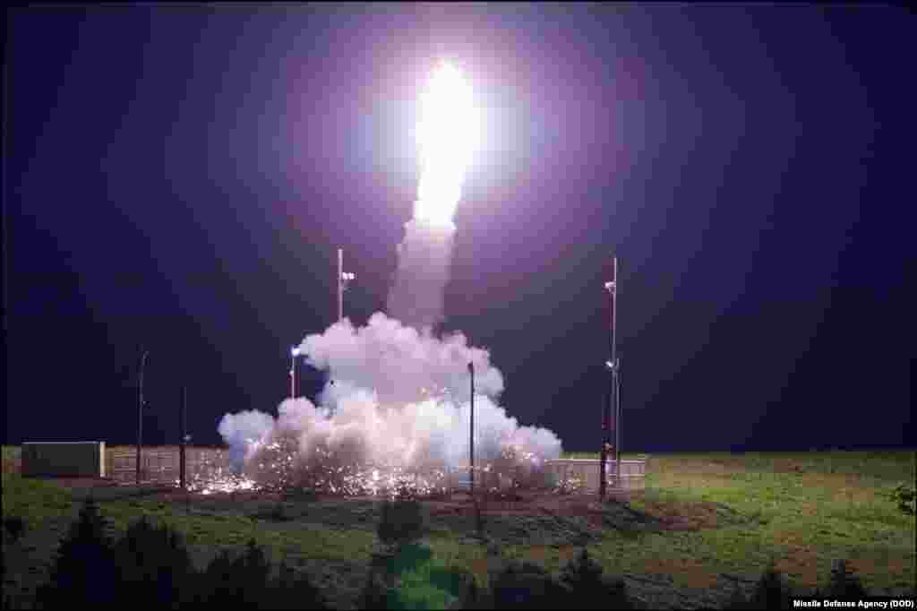 A Terminal High Altitude Area Defense (THAAD) interceptor is launched from the Pacific Spaceport Complex Alaska in Kodiak, Alaska, during Flight Test THAAD (FTT)-18, July 11, 2017.