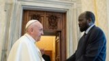 FILE - Pope Francis attends an audience with the President of South Sudan Salva Kiir at the Vatican, March 16, 2019. (Vatican Media/Handout via REUTERS)