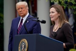 Judge Amy Coney Barrett speaks after President Donald Trump announced her as his nominee to the Supreme Court, in the Rose Garden at the White House, Sept. 26, 2020, in Washington.