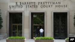 FILE - A view of the E. Barrett Prettyman U.S. Courthouse that houses the U.S. Court of Appeals for the D.C. Circuit in Washington.