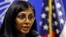 US Assistant Secretary of State for South and Central Asian Affairs Nisha Biswal speaks during a media briefing in Colombo, Sri Lanka, Feb. 1, 2014. 
