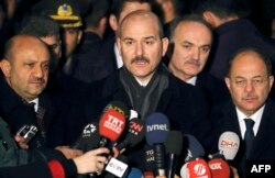 Turkish Minister of Interior, Suleyman Soylu speaks to journalists in Ankara on Dec. 19, 2016.