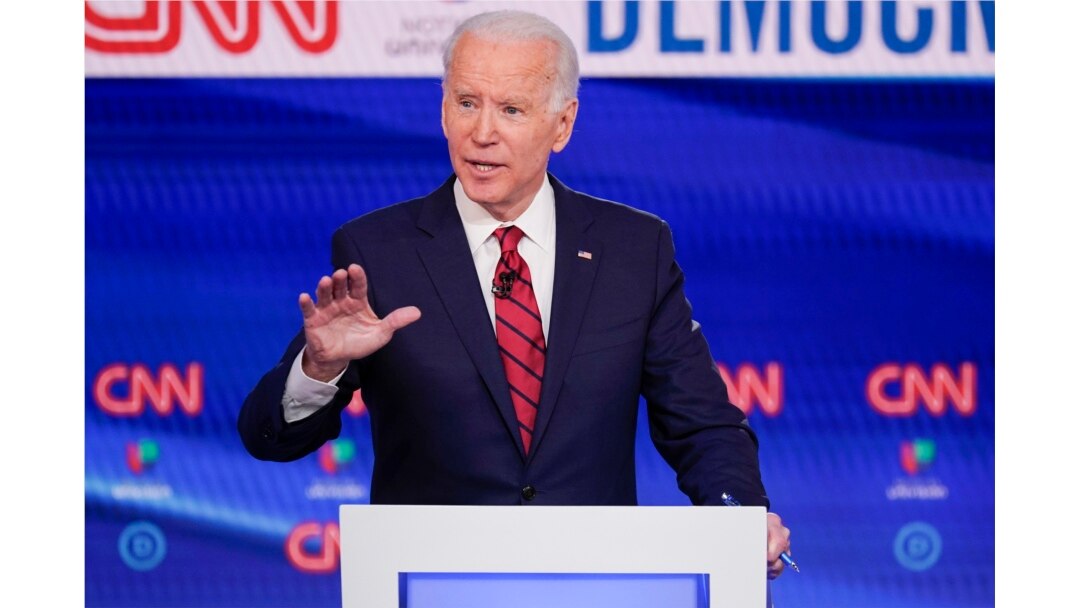FILE - In this March 15, 2020 photo, former Vice President Joe Biden participates in a Democratic presidential primary debate at CNN Studios in Washington.