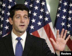 FILE - U.S. House Speaker Paul Ryan called for a "pause" in resettling Syrian refugees into the United States, fearing terrorist infiltration.