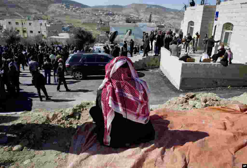 A relative of slain Jordanian pilot, Lt. Muath al-Kaseasbeh attends the Kaseasbeh tribe gathering divan at their home village of Ai, near Karak, Feb. 4, 2015.