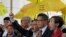 Para pemimpin gerakan aksi duduk "Occupy Central" dari kanan, Tanya Chan, Chan Kin Man, Benny Tai, Chu Yiu Ming dan Lee Wing Tat, sebelum memasuki ruang sidang di sebuah pengadilan di Hong Kong, 19 November 2018.