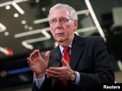 Senate Majority Leader Mitch McConnell, R-Ky., speaks during an interview with Reuters in Washington, Oct. 17, 2018.
