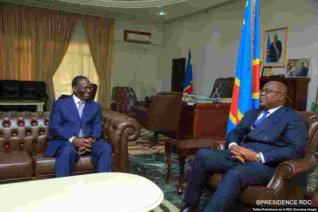 Premier ministre ya sika Sylvestre Ilunga Ilunkamba na masolo na président Félix Tshisekedi na Cité ya Union africaine, Kinshasa, 20 mai 2019. (Twitter/Présidence de la RDC)