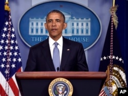 President Barack Obama speaks in the Brady Press Briefing Room of the White House in Washington, April 23, 2015.