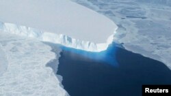 The Thwaites Glacier in Antarctica is seen in this undated NASA image. 