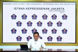 Juru Bicara Satgas Penanganan COVID-19 Prof Wiku Adisasmito dalam telekonferensi pers di Istana Kepresidenan, Jakarta, Kamis, 26 November 2020. (Biro Setpres)