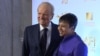 American Film Institute founder George Stevens (L) and Librarian of Congress Carla Hayden are seen at an event in Washington marking 50 years of partnership in film preservation between the two institutions.