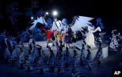 Children perform during the opening ceremony of the 2018 Winter Olympics in Pyeongchang, South Korea, Feb. 9, 2018.
