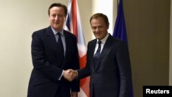 Britanski premijer Dejvid Kameron i predsednmik Evropskog saveta Donald Tusk (arhivski snimak)