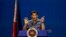 FILE - Philippine President Rodrigo Duterte gestures during the Partido Demokratiko Pilipino-LakasBayan (PDP-LABAN) meeting in Manila on May 11, 2019, ahead of Monday's the midterm elections.