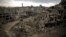A car drives through a devastated part of the old city of Homs, Syria, Jan. 16, 2018.