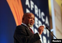 FILE —South African Minister of Mineral Resources and Energy Gwede Mantashe at the Africa Energy Indaba in Cape Town, South Africa.