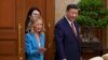 中国领导人习近平在北京钓鱼台国宾馆会见到访的意大利总理乔治亚·梅洛尼(Giorgia Meloni)。（2024年7月29日）