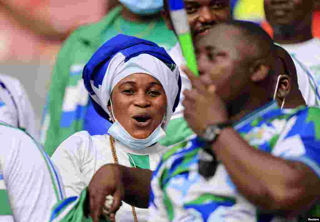 Sierra Leone fans inside the stadium before the match against Ivory Coast; Cameroon, Jan. 16, 2022.
