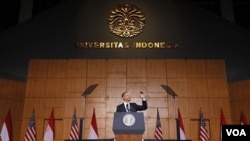 Presiden Barack Obama pidato di Universitas Indonesia di Jakarta.