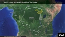 Mapa da província de Ituri, República Democrática do Congo 