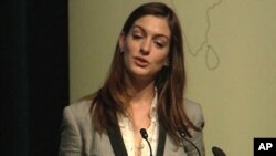 Actress Anne Hathaway at the World Bank-Nike Foundation "The Girl Effect" Adolescent Girls Initiative event in Washington, D.C.