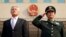 FILE - US Defense Secretary Chuck Hagel (L) and his Chinese counterpart Chang Wanquan (R) listen to the Chinese national anthem during a welcoming ceremony at the Chinese Defense Ministry headquarters, prior to their meeting in Beijing, April 8, 2014.