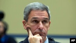 FILE - Ken Cuccinelli, acting director of U.S. Citizenship and Immigration Services testifies during House Oversight subcommittee hearing on deportation of critically ill children on Capitol Hill in Washington, Oct. 30, 2019. 