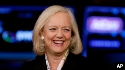 Meg Whitman, présidente et directrice générale de Hewlett Packard Enterprise (HPE) et ancienne candidate républicaine en Californie, à New York le 21 Aout 2014. (AP Photo/Richard Drew, File)