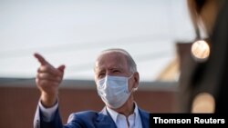 El candidato demócrata a la presidencia, Joe Biden, durante un evento de campaña en Manitowoc, Wisconsin. 