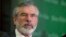 Sinn Fein's Gerry Adams holds a news conference following his release from police detention, in Belfast, May 4, 2014.