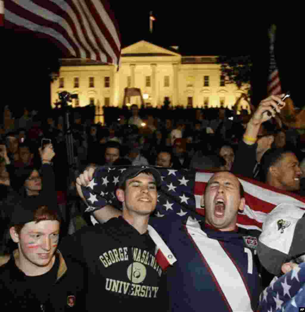 Crowds celebrate on Pennsylvania Avenue in front of the White House in Washington, early Monday, May 2, 2011, after President Barack Obama announced that Osama bin Laden had been killed (AP)